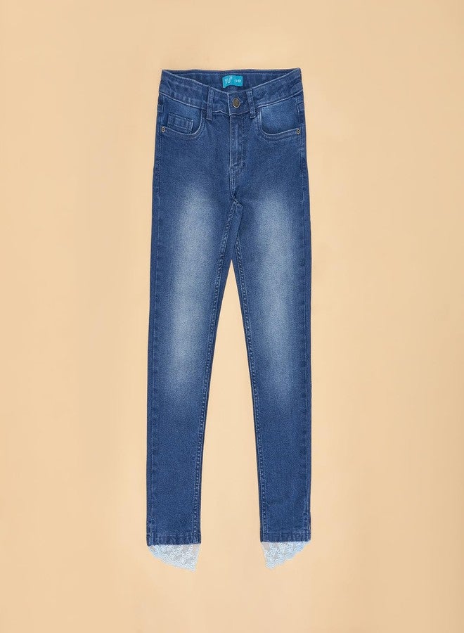 YU by Pantaloons Girl's Regular Fit Jeans (110150063004_Medium Blue - Image 4
