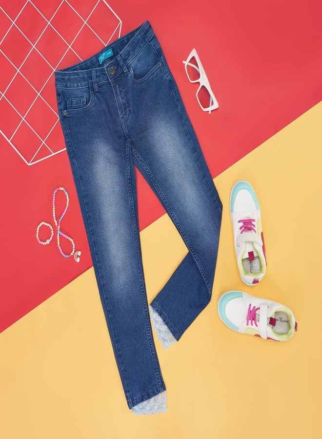 YU by Pantaloons Girl's Regular Fit Jeans (110150063004_Medium Blue - Image 2