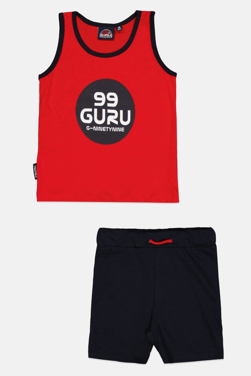 Guru 99 Toddler Boy 2 Piece Graphic Print Vest And Short Set , Multicolor  - Image 1