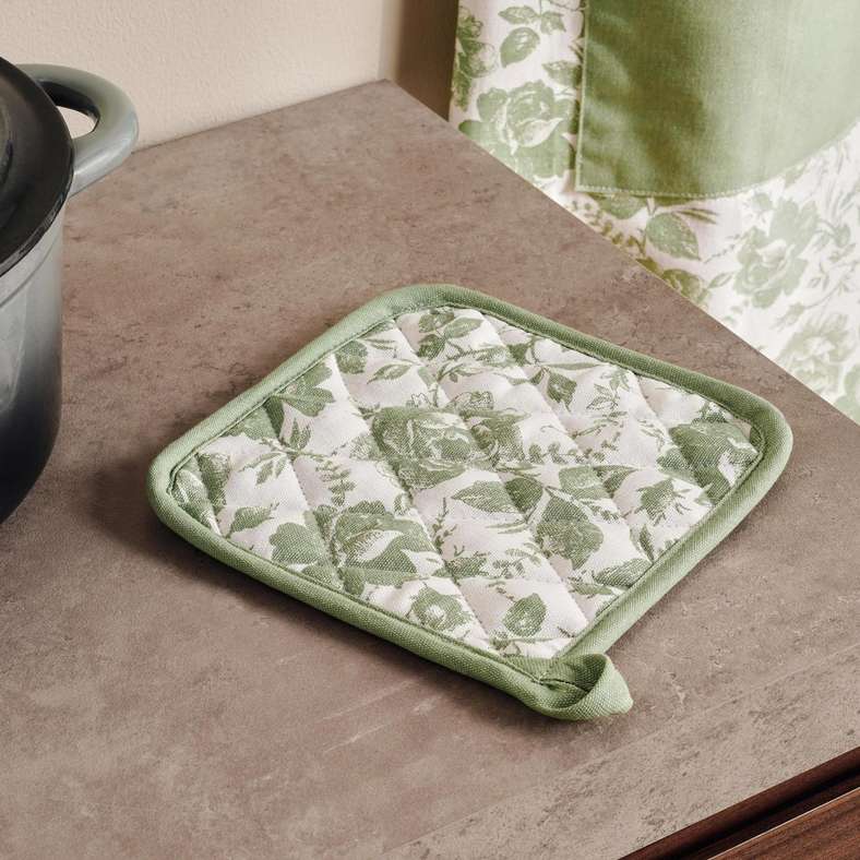 طقم حوامل أواني مطبوعة من القطن بلون الساج للمطبخ