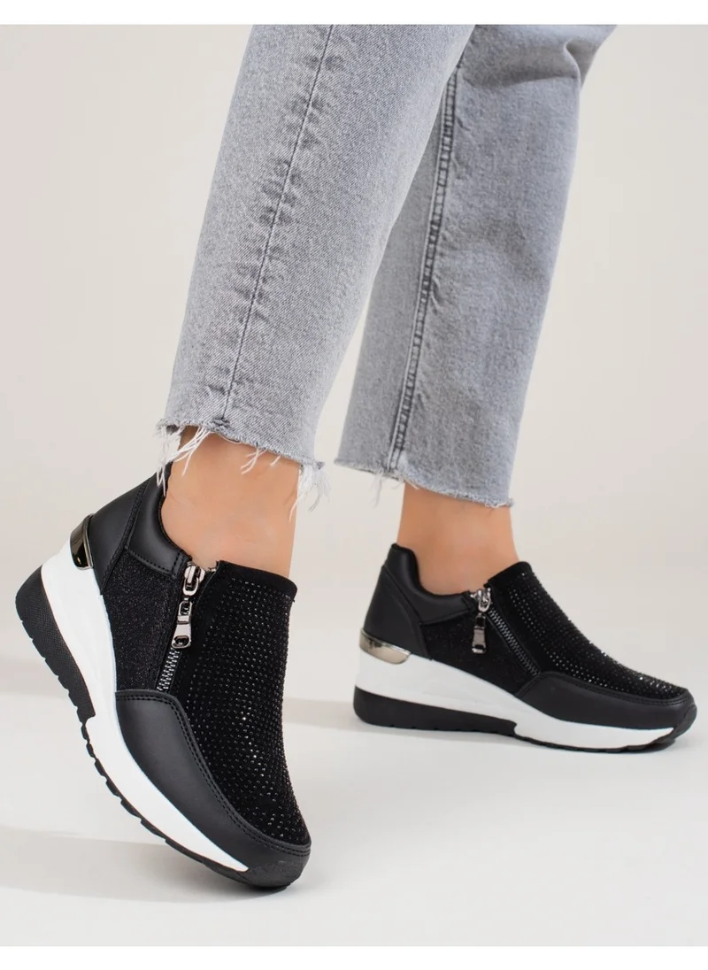 Truffle Zip Up Low Top Wedge Sneaker