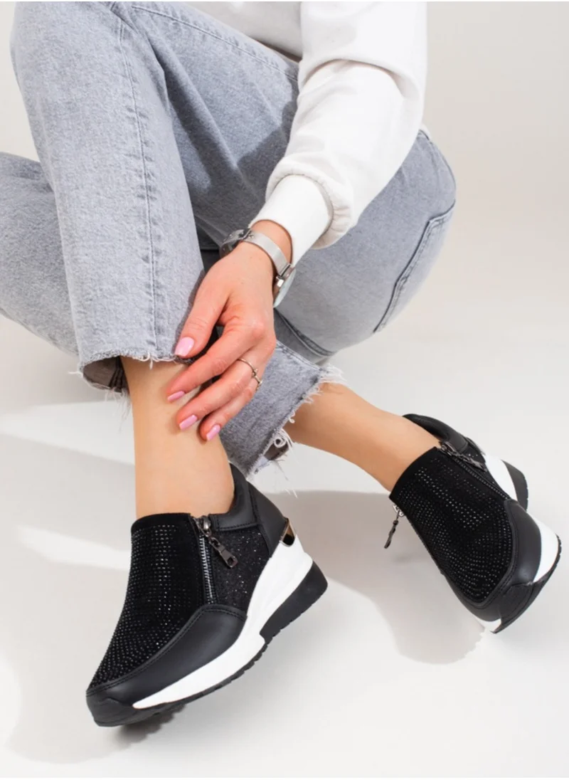 Truffle Zip Up Low Top Wedge Sneaker