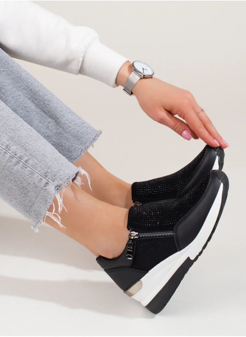 Truffle Zip Up Low Top Wedge Sneaker