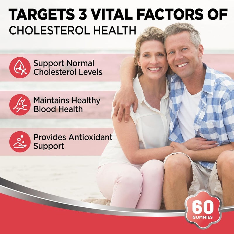 Hollegend 12 في 1 جوميز الكوليسترول خالية من السكر مكملات الكوليسترول مع الستيرولات النباتية 1500 ملغ برغموت الحمضيات CoQ10 والفيتامينات نكهة التوت المختلط 60 مضغوطة - Image 4