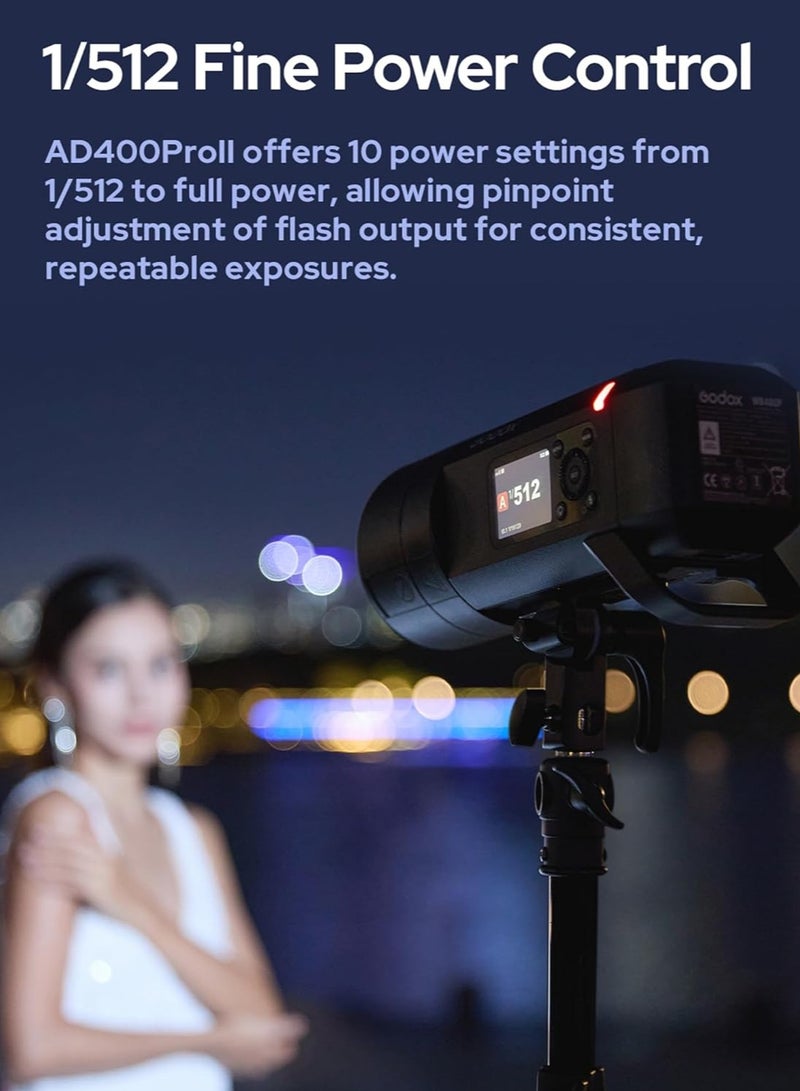 Godox AD400Pro II All-in-One Outdoor Flash 400Ws Battery-Powered Studio Light Portable Speedlight TTL HSS 1/8000s for Photography Video Outdoor Shooting - Image 5