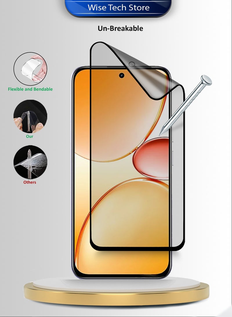 دبليو تيك حماية شاشة ريالم C85 برو 4G 2025 فاخرة من السيراميك النانو، لاصق كامل، غطاء كامل، مطفي ومرن (MSCNMN) - شفاف/أسود - Image 3