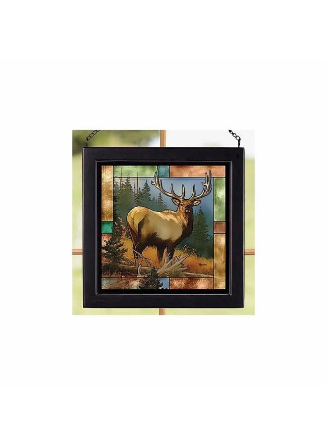 Wild Wings 5386497001 Stained Glass Wall Art, 9-inch Square (Royal Elk) - Image 1
