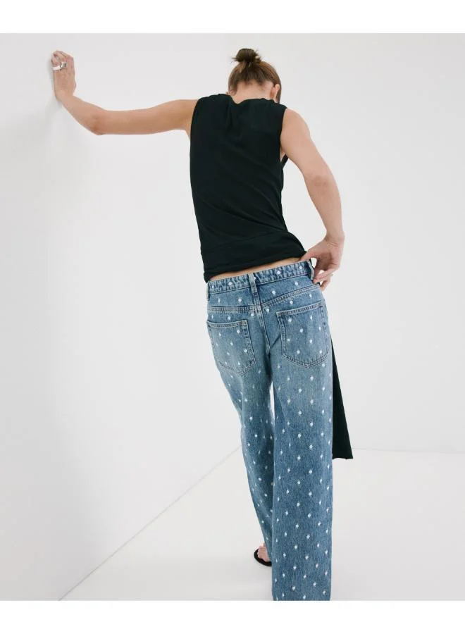 مانجو Polka dot straight-leg jeans