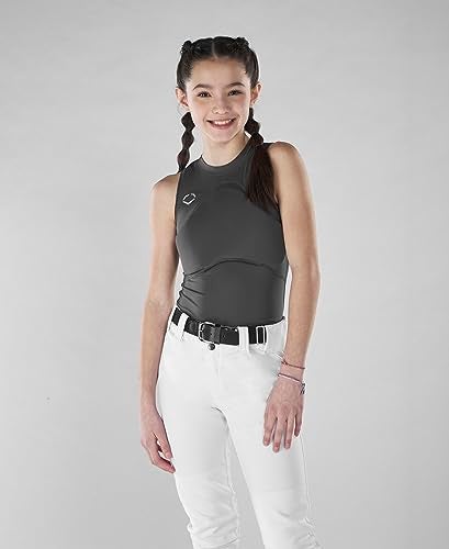 EvoShield Girls Racerback Chest Guard Sleeveless Shirt Grey Youth Large - Image 1