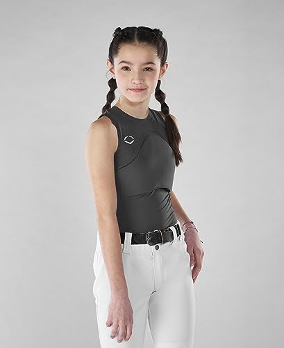 EvoShield Girls Racerback Chest Guard Sleeveless Shirt Grey Youth Large - Image 3