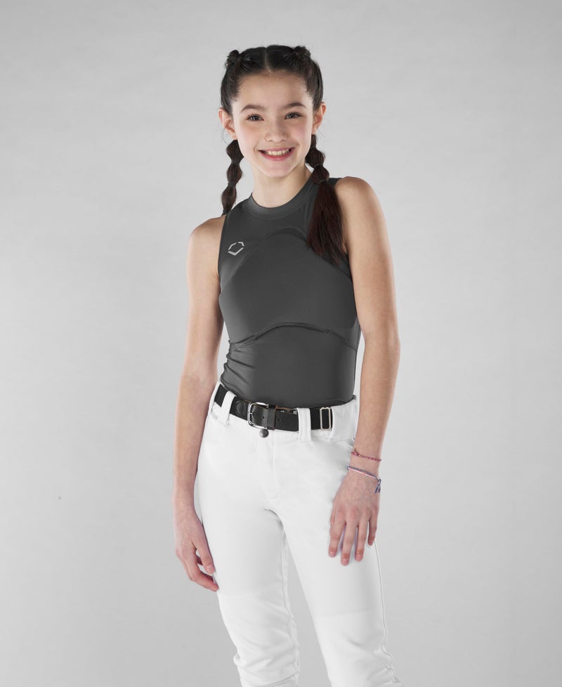 EvoShield Girls Racerback Chest Guard Sleeveless Shirt Grey Youth Large - Image 2