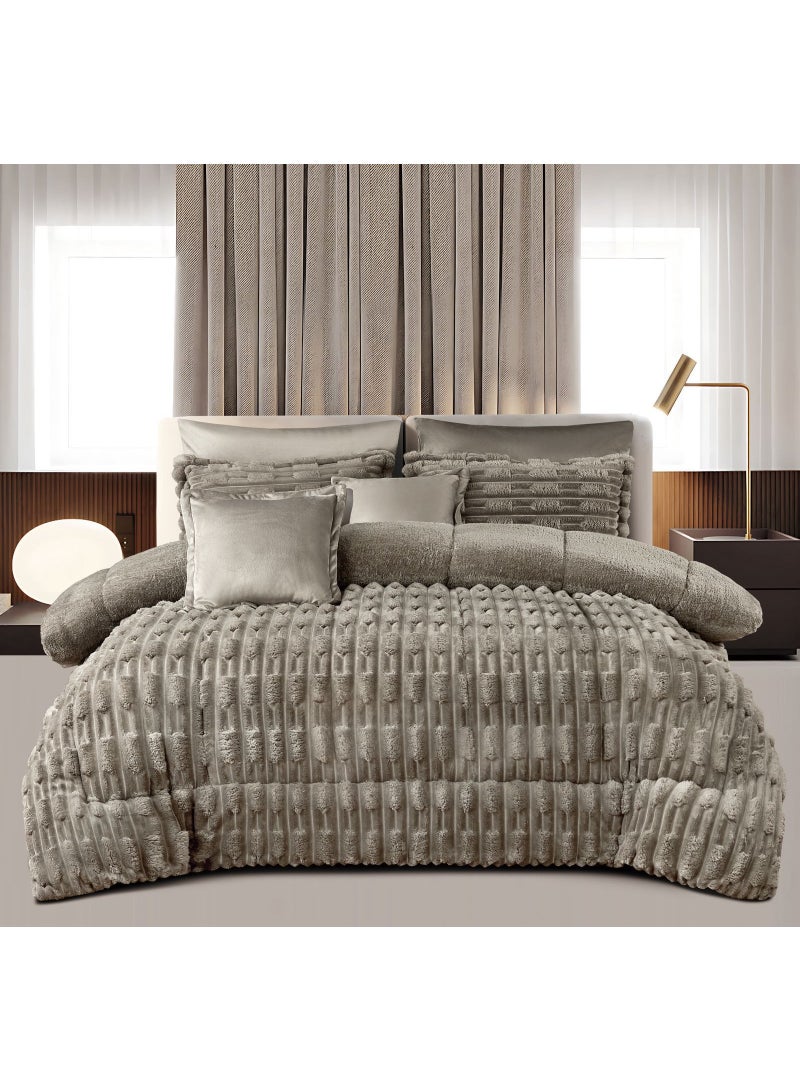 مون مفرش نفرين شتوي نظام وجهين مخمل وفرو مقاس 230×250سم