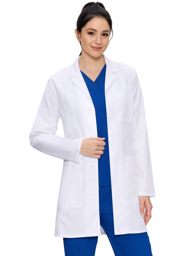 COZYFIT Professional Women's Lab Coat, 3-Pocket Medical Lab Coat for Science Chemistry and College, White, M - Image 1