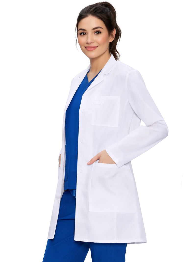 COZYFIT Professional Women's Lab Coat, 3-Pocket Medical Lab Coat for Science Chemistry and College, White, M - Image 3