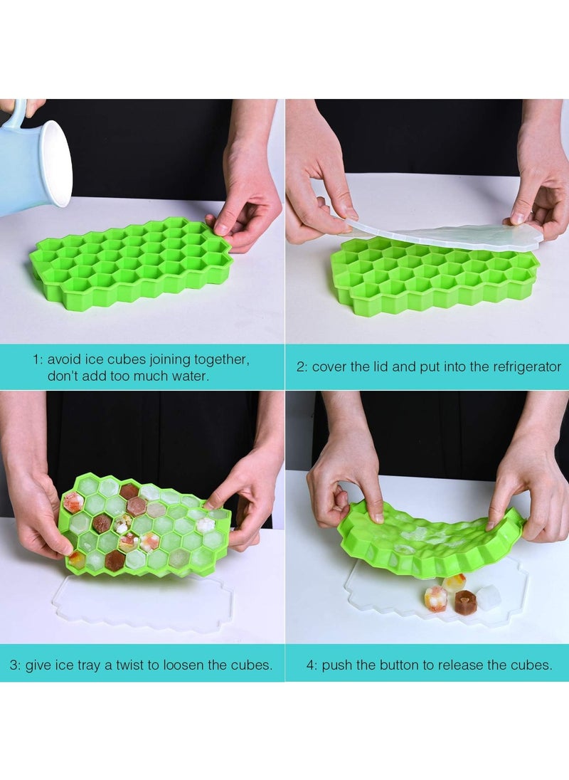 Generic - Premium Silicone Ice Cube Trays 37-Cavity with Lid – Flexible Honeycomb Molds, BPA-Free, Freezer Safe for Drinks & Cocktails - Image 1
