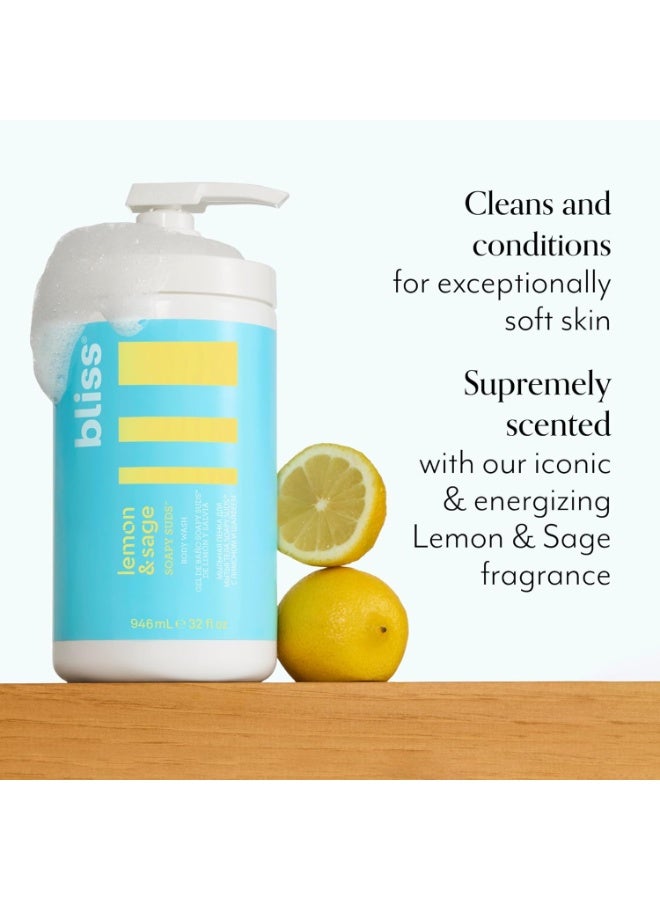 BLISS Bliss Soapy Suds Body Wash - Lemon and Sage - 32 Fl Oz - Gentle and Hydrating for Supremely Soft Skin - Paraben Free - Vegan & Cruelty Free - Image 3