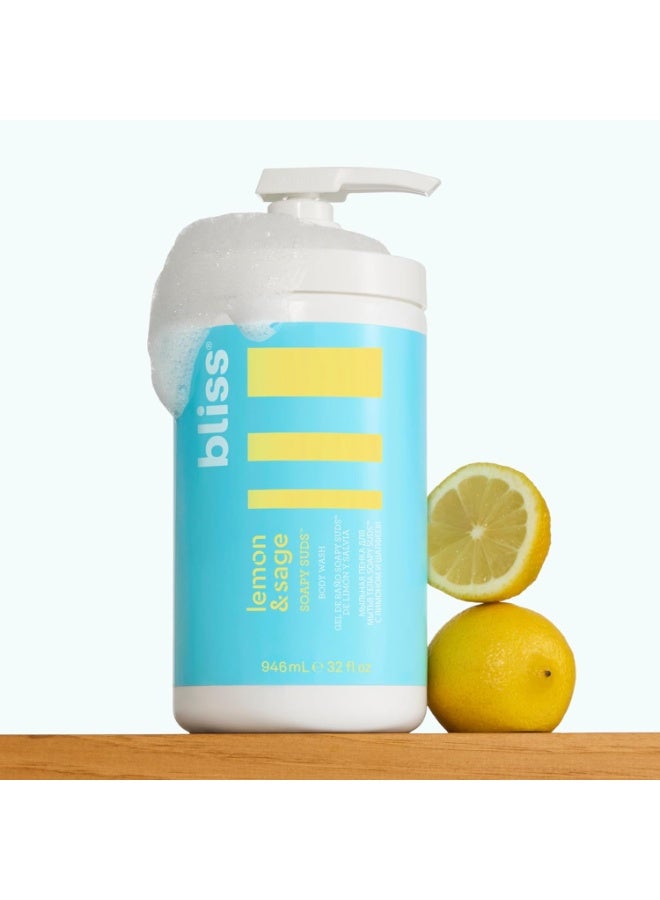 BLISS Bliss Soapy Suds Body Wash - Lemon and Sage - 32 Fl Oz - Gentle and Hydrating for Supremely Soft Skin - Paraben Free - Vegan & Cruelty Free - Image 2