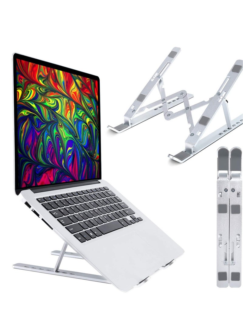 ELTRAZONE 7-Level Adjustable Aluminum Alloy Foldable Laptop Stand Silver - Image 4