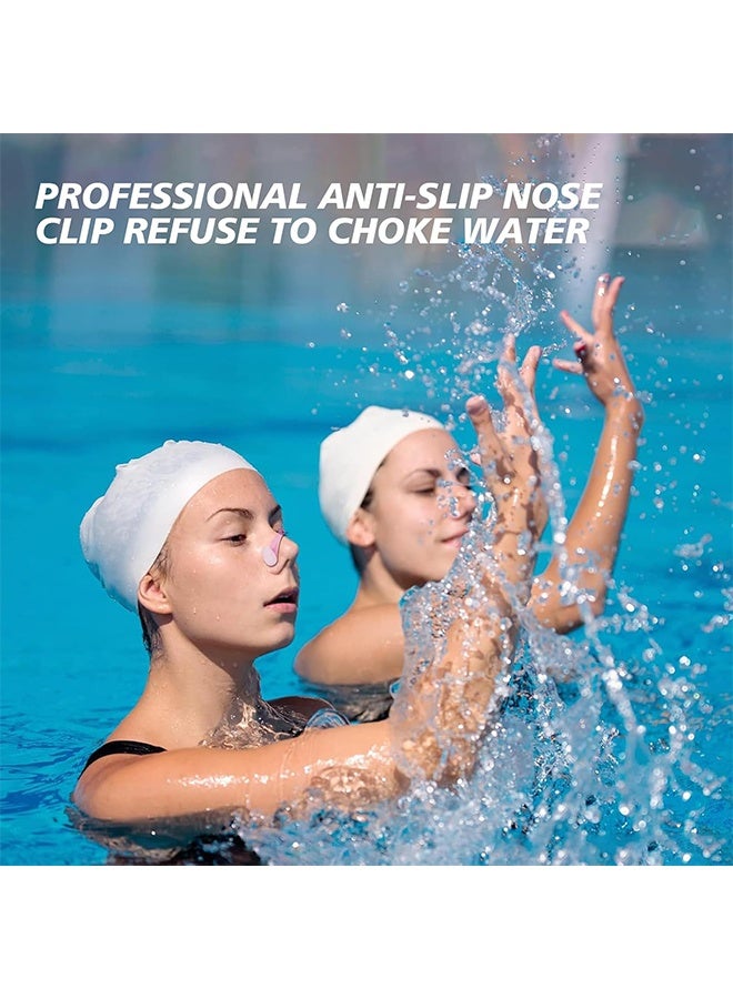 12 Pcs Swimming Nose Clip Swimming Ear Plugs Reusable Waterproof Training Swim Nose Protector Plug Suitable for Children, Adults, Beginners(6 Colors sets) - Image 4