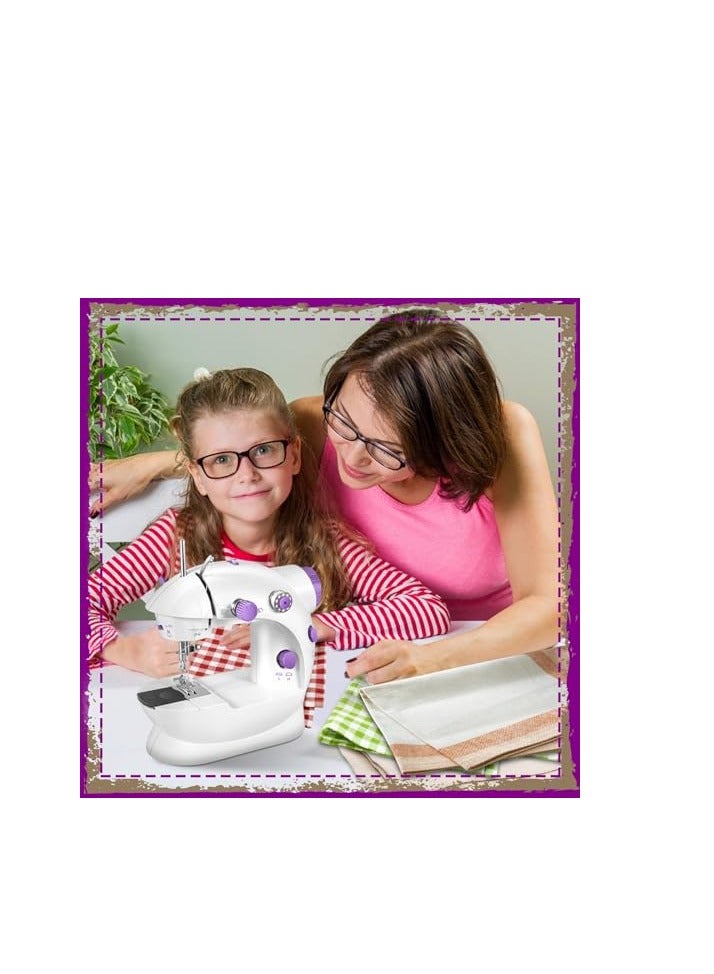 LAMAY Portable Sewing Machine with Extension Table and Light,Mini Handheld Sewing Machine with Upgraded,Two Threads Double Speed Double Switches,Easy to Use for Kids,Beginners and DIY - Image 2