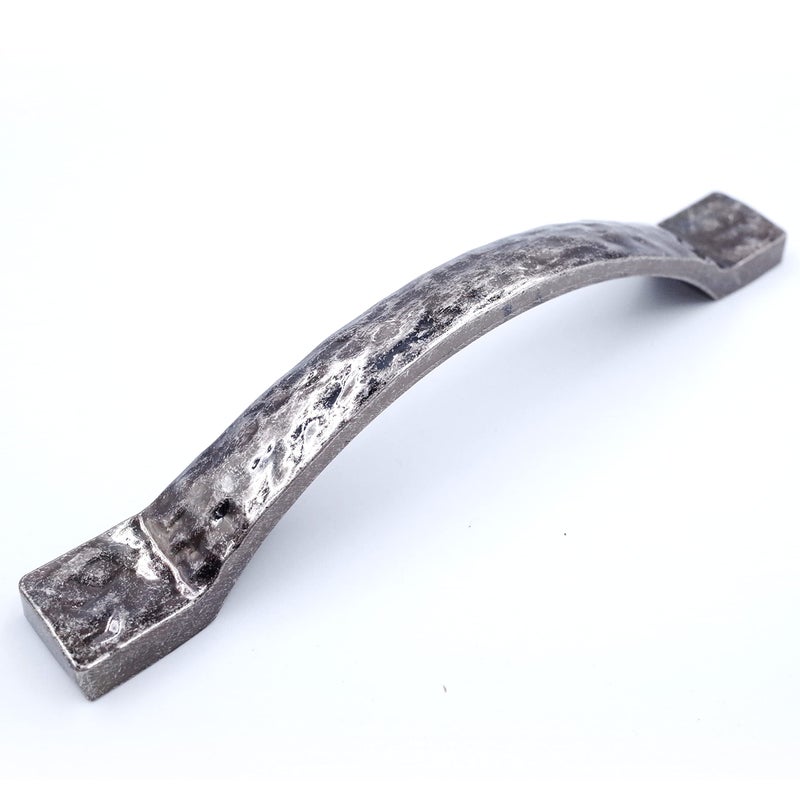 Jetland Arched Hammered Cabinet Pulls 2Pack Aged Silver 5 Hole Centers Rustic Solid Cast Handle Pulls for Dresser Nightstand Furniture HT0611OS127