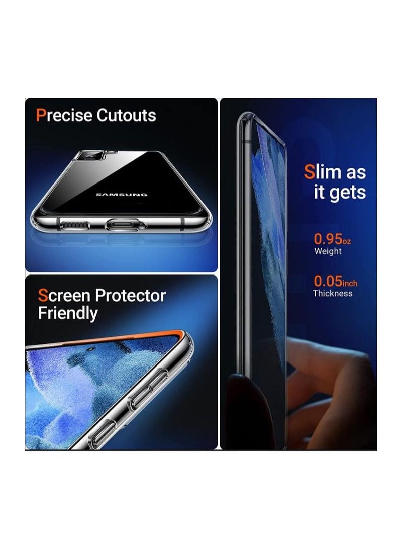 Rock Pow Diamond Clear for Samsung Galaxy S21 FE Case 6.4 inch，[Long Lasting Clarity] [Ultra-Thin] [Slim Yet Shockproof] Hard Back + Soft Silicone Bumper Phone Case for S21 FE 5G, Transparent - Image 4