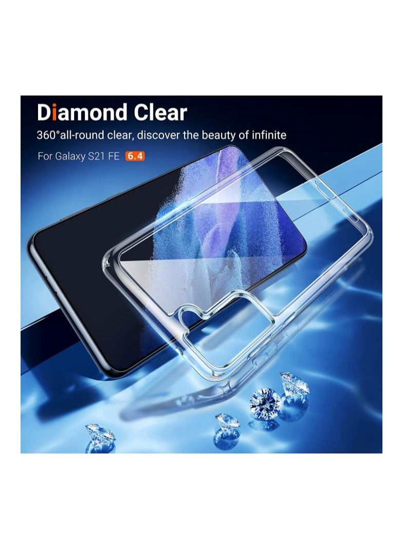 Rock Pow Diamond Clear for Samsung Galaxy S21 FE Case 6.4 inch，[Long Lasting Clarity] [Ultra-Thin] [Slim Yet Shockproof] Hard Back + Soft Silicone Bumper Phone Case for S21 FE 5G, Transparent - Image 2