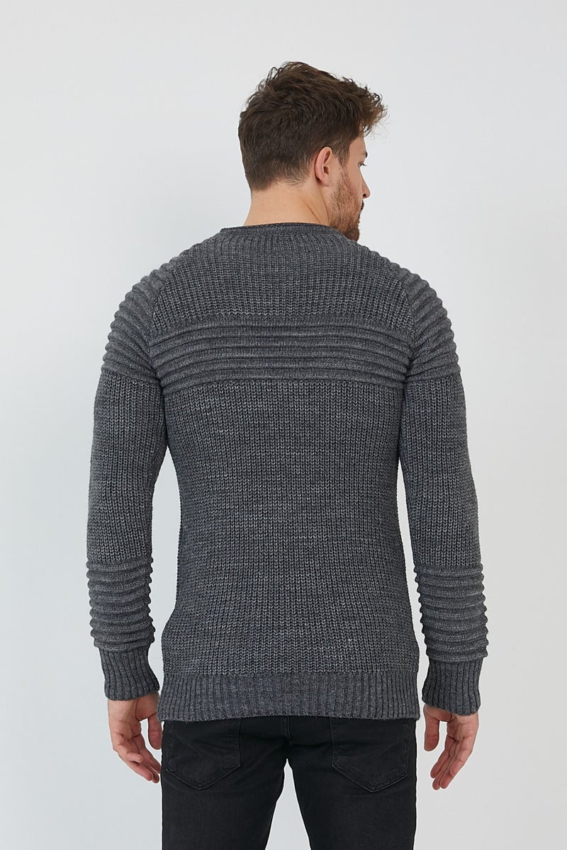 Cool Tarz Cool Style Anthracite Men's Ribbed Crew Neck Knitwear SWEATER-TRZCM28888R50M  - Image 5