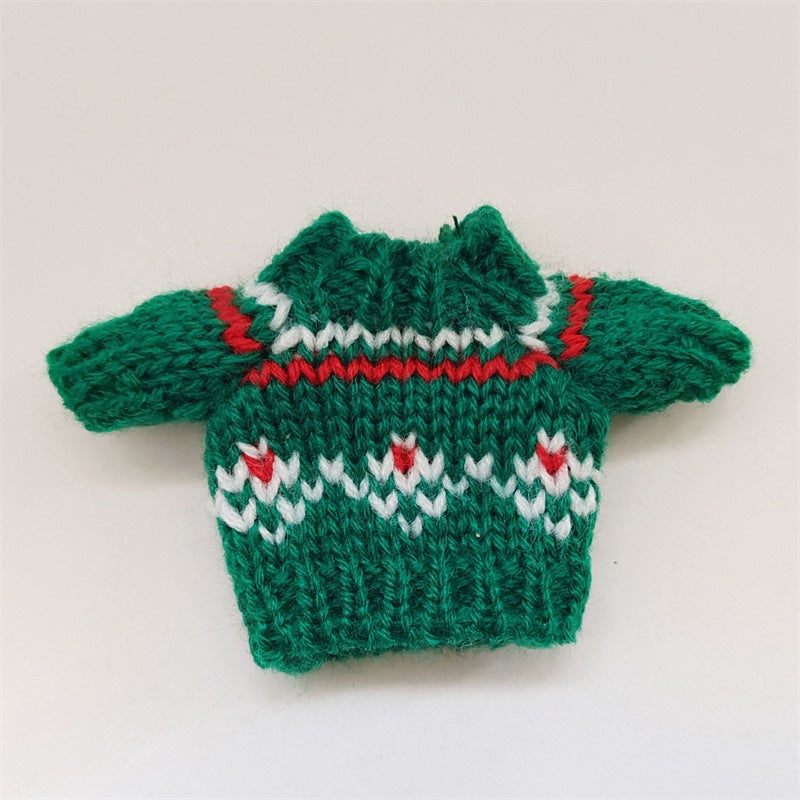 Trendy Labubu Doll Clothes Sweaters Scarves Green red and white pattern sweater one piece 
