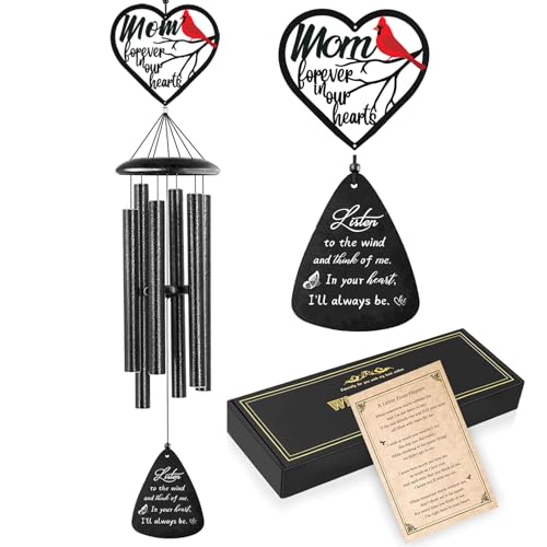 VENBEEL Sympathy Gifts for Loss of Mom, Memorial Wind Chimes for Loss of Mother, Memorial Gifts for Loss of Mother, Condolence Bereavement Gifts in Memory of Loved One, Black - Image 1