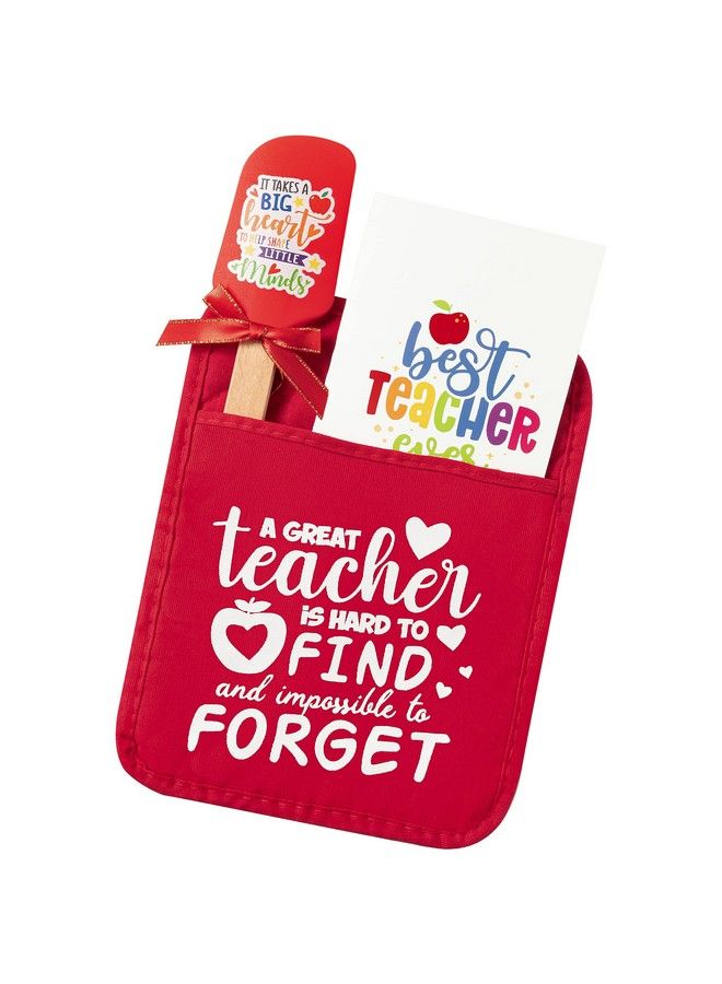 R HORSE Teacher Appreciation Gifts Set Pot Holder Baking Kit With Silicone Spatula Greeting Card For Teachers Funny Heat Resistant Oven Mitts Thanks For Teachers Teacher Day Teacher Retirement Gifts - Image 1