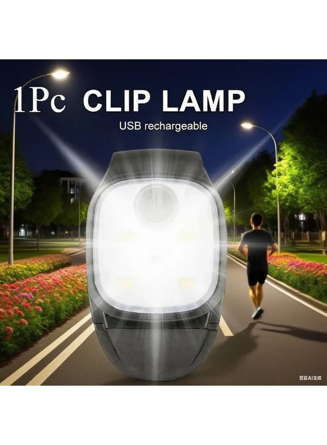مصباح تشغيل LED أسود قابل للشحن عبر USB مع مشبك، 4 أوضاع للمشي الليلي وتسلق الجبال - Image 2