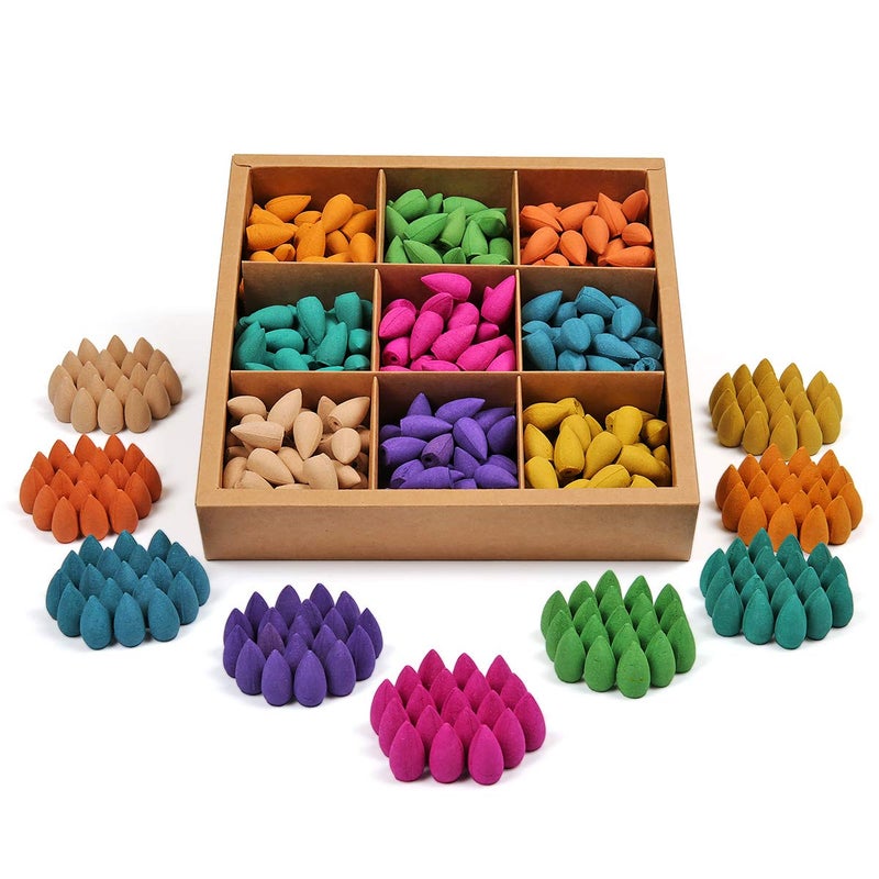 Backflow Incense Cones 360 Pcs of 100 Natural Scents Waterfall Tulip Jasmine Lavender Rose for Incense Burner Holder Natural  Meditation  Yoga Gift