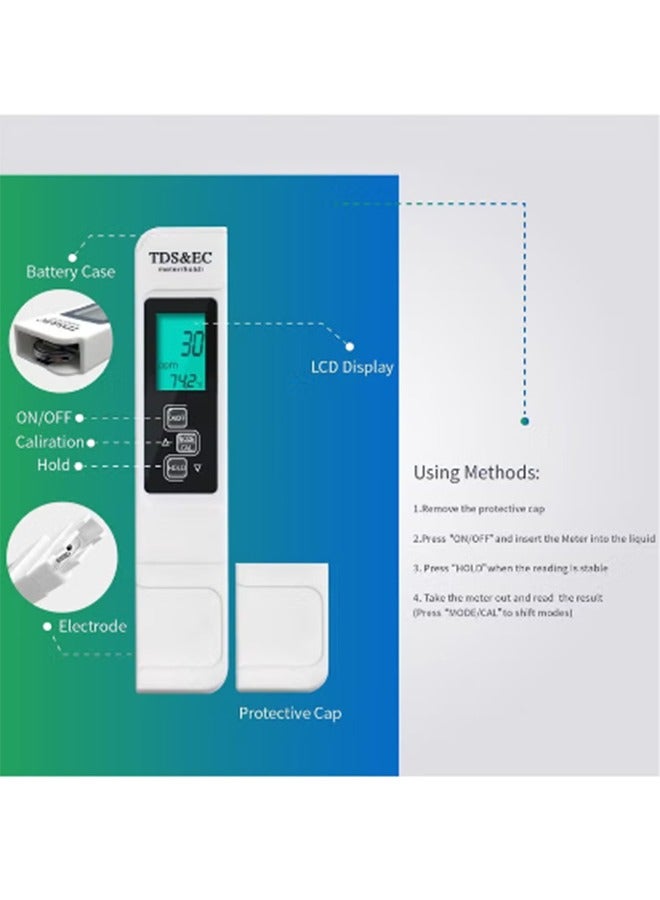 هالامين جهاز قياس درجة الحموضة (pH) وجودة المياه وقياس المواد الصلبة الذائبة (TDS)، جهاز اختبار مياه 3 في 1 لـ pH وTDS وEC، مع مقياس العكارة، دقة ±0.01 لـ pH ودقة ±2% لقياس TDS/EC/درجة الحرارة، تصميم على شكل قلم ومحمول باليد، مقياس PPM. - Image 4