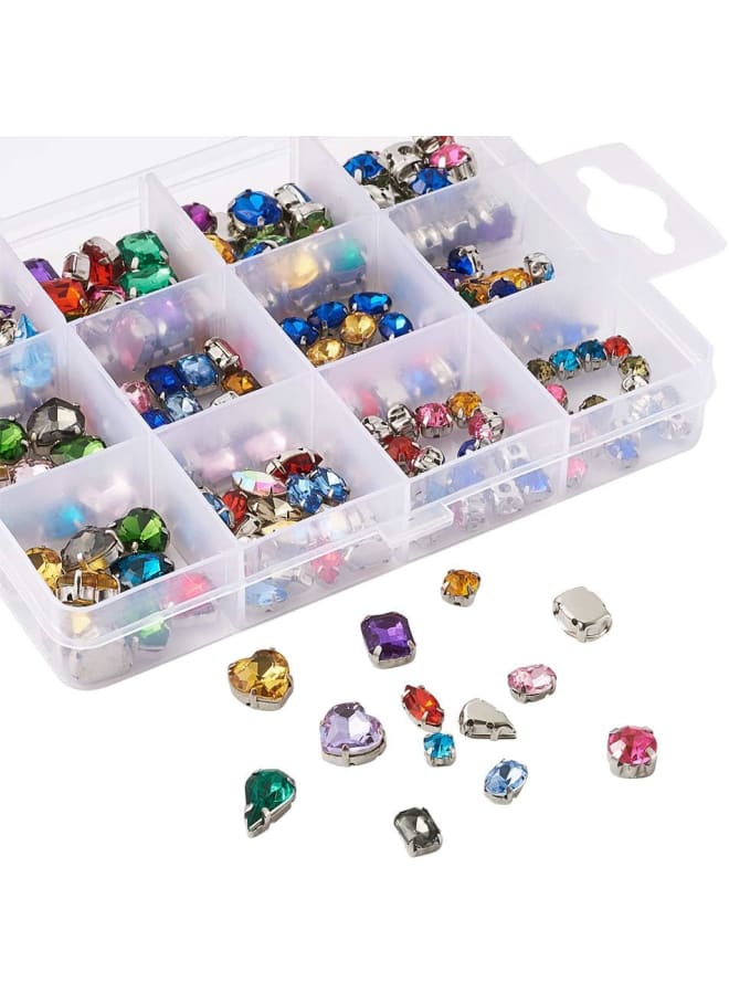 220pcs Acrylic & Glass Sew On Rhinestones Mixed Color Rhinestone Montee Beads with Brass Prong for DIY Dress Clothes Shoes Bag Decorations  - Image 2