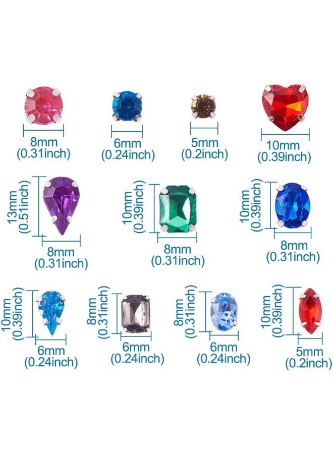 220pcs Acrylic & Glass Sew On Rhinestones Mixed Color Rhinestone Montee Beads with Brass Prong for DIY Dress Clothes Shoes Bag Decorations  - Image 4
