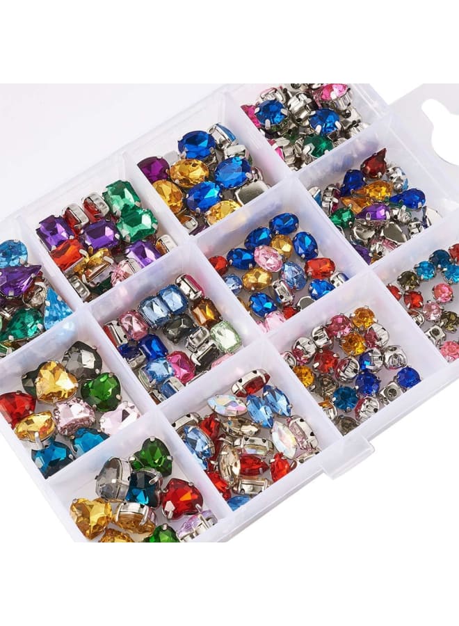 220pcs Acrylic & Glass Sew On Rhinestones Mixed Color Rhinestone Montee Beads with Brass Prong for DIY Dress Clothes Shoes Bag Decorations  - Image 3