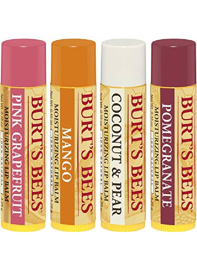 Burt's Bees 100% Natural Moisturizing Lip Balm Superfruit Pink Grapefruit Mango Coconut & Pear Pomegranate 4 Tubes - Image 5