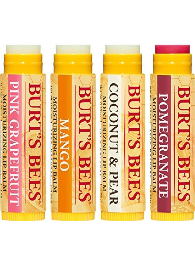Burt's Bees 100% Natural Moisturizing Lip Balm Superfruit Pink Grapefruit Mango Coconut & Pear Pomegranate 4 Tubes - Image 3