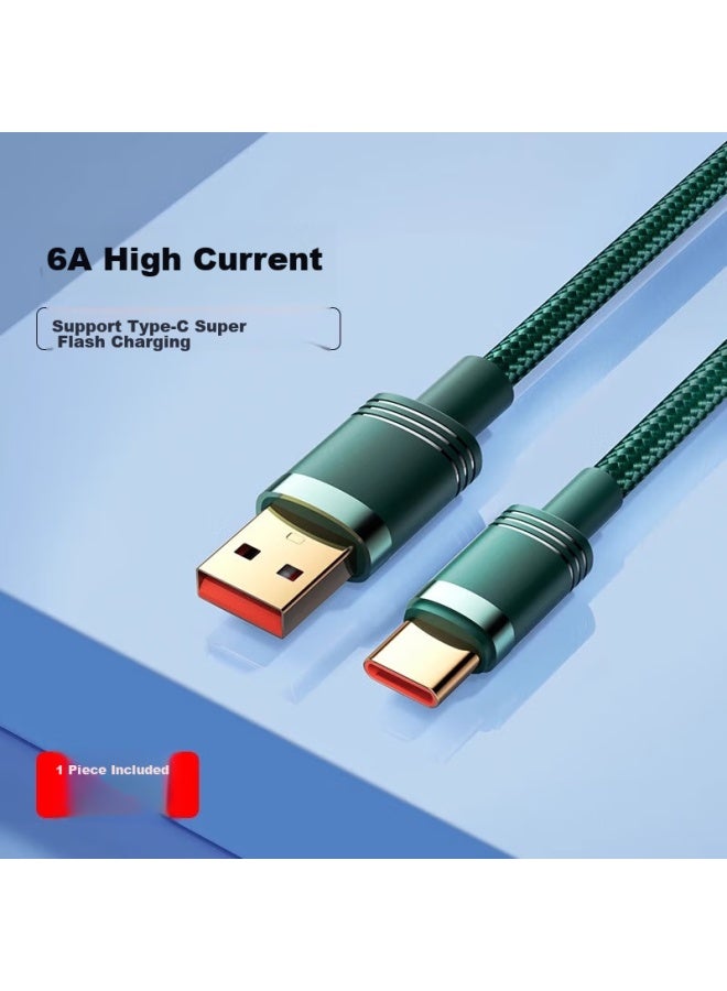 CAN Fit Type-c Charging Cable, 100w Data Cable, Fast Charging Suitable For Huawei, Honor, Oppo, Xiaomi, Vivo Phones, 66w Flash Charging Cable, Car Charger, 6a Extended 2 Meters, Green - Image 2