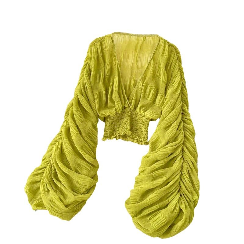 XPONNI Bell Sleeve Tops for Women Dressy Tops for Evening Wear Lace Blouses for Women (Light Green,One Size) - Image 1