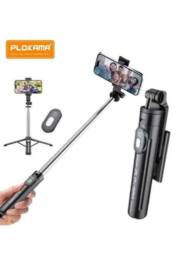 PLOKAMA K7 Live Stream Tripod, 110cm Travel Size Tripod, 360 Degree Rotation, Black - Image 1