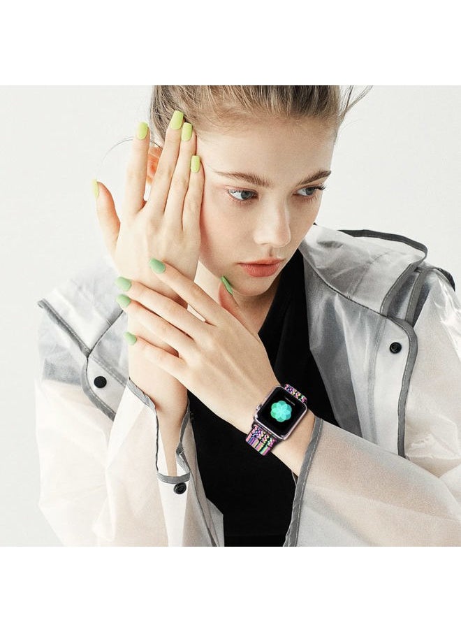 HILIMNY - HILIMINY 10 Pack Stretchy Solo Loop Bands Compatible With Apple Watch 42mm 44mm 45mm 49mm, Elastic Braided Nylon Sport Straps for iWatch Ultra 1 2 SE Series 9 8 7 6 5 4 3 2 1, Men Women, B M - Image 1