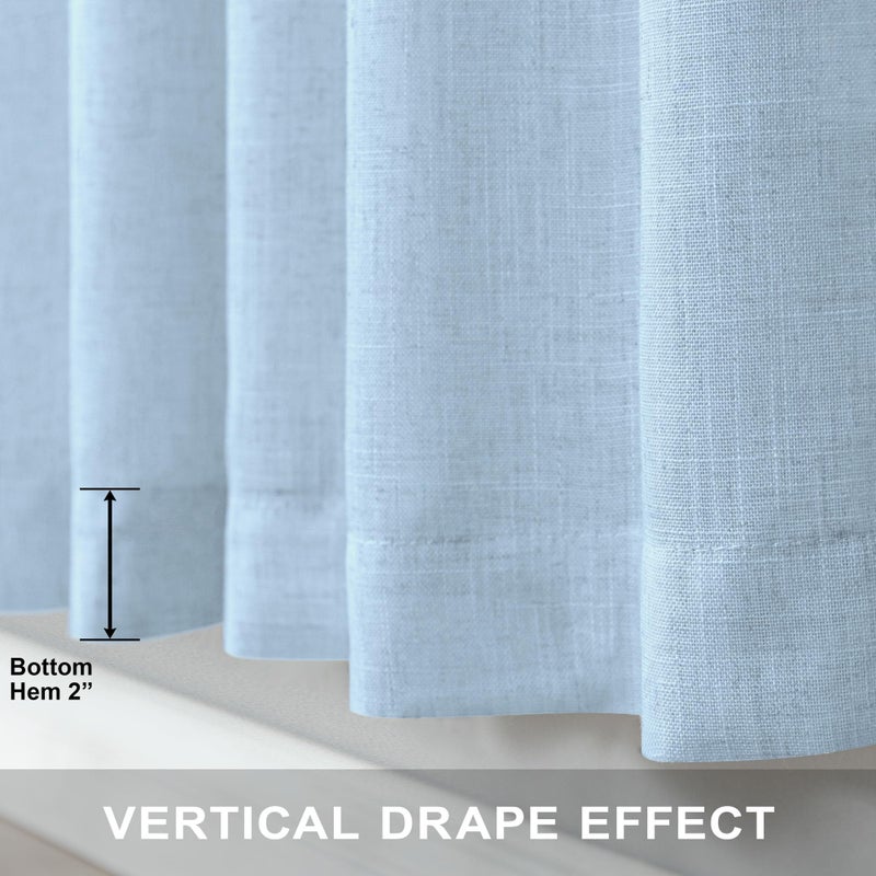Pitalk Light Blue Curtains 84 Inch Length for Living Room Dining 2 Panel Back Tab Pocket Pleated Semi-Sheer Linen Coastal Drapes Pale Blue Curtain for Nursery Boy Bedroom Baby Pastel Blue 52x84 Long - Image 5