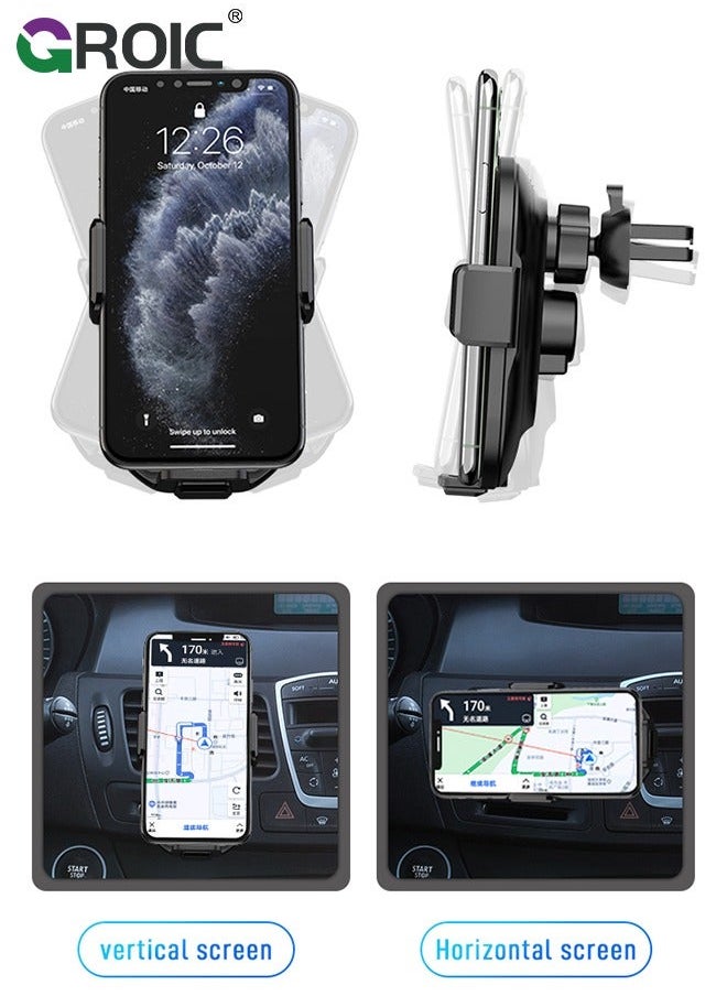 GROIC Wireless Car Charger Phone Mount, auto Clamping arms, Holder 15W, for I phone15,14,13,12,Galaxy s23,22,21,20 with Magnetic Port Chargers, Safe air Vent Connection, Compatible Thick Cases  - Image 5