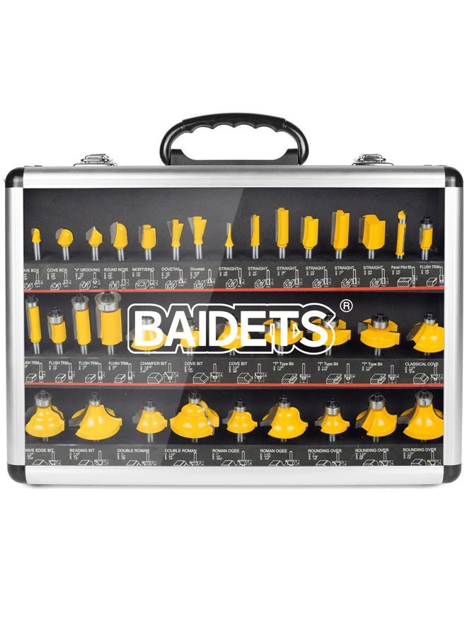 BAIDETS Router Bits 1/4 Inch Shank - 35Pcs 1/4" Router Bit Set for Professional and Beginners Carpenter Woodworking Projects - Image 1