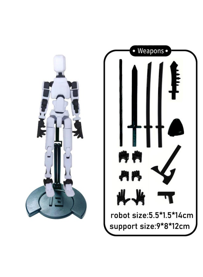3rd Lucky DIY Doll 3D Printed Toy 13 Joints Movable Full Body Activity Stress Relief Toy Plastic Material From Guangdong-Color:Bracket White Black Joint Man  - Image 1