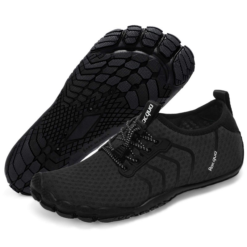 Racqua Water Shoes Quick Dry Barefoot Beach Aqua Sport Swim Surf Pool Hiking Diving Walking for Men Women Black 13 W/12 M - Image 1
