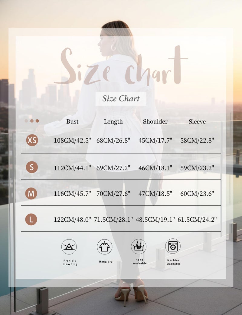 HOCANDY Women Long Sleeve Button Down Shirt Tie Back Cinched Waist Lapel Collar Corset Blouse Work Casual Dressy Tunic Shirt Yellow - Image 5