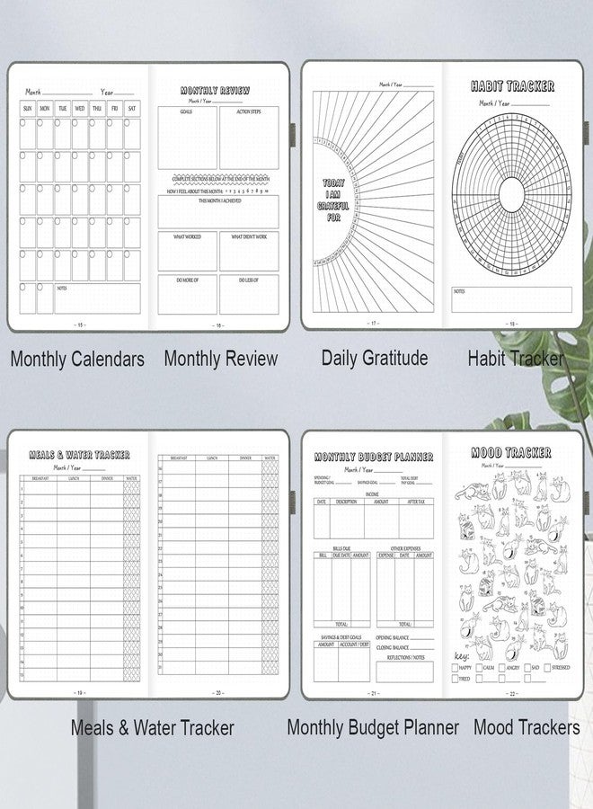 SIMSIMY Premade Dotted Journal Notebook, Pre-made Dot Grid Notebook with Undated Weekly & Monthly Planner, Trackers, Bullet Templates - 12 Months Organization, 237 Numbered Pages A5 Hardcover Leather - Image 5